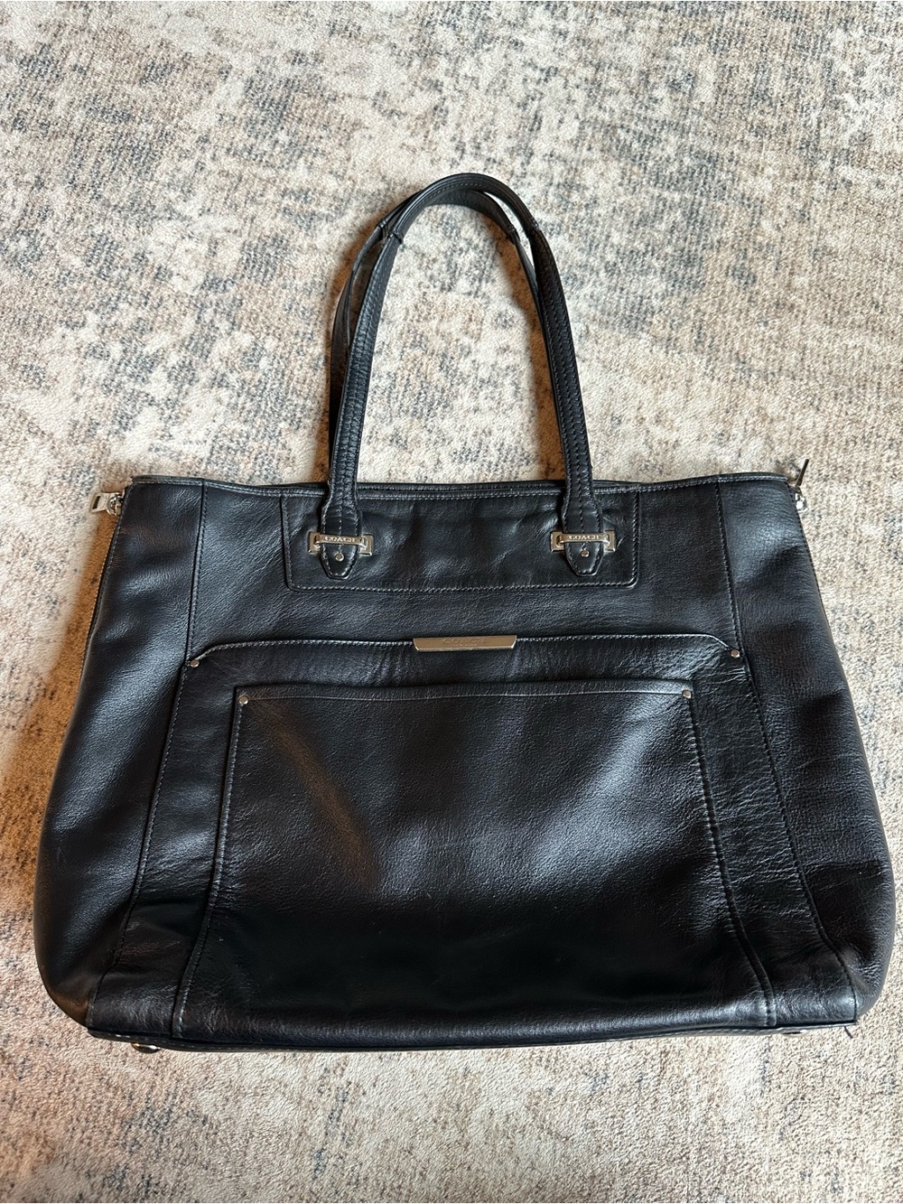 COACH Taylor 32824 Black Leather Large Tote Shoulder Bag Satchel - Picture 2 of 12
